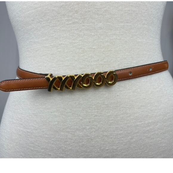 Pair Womens (S)(26) Vintage Leather Skinny Belts PALOMA PICASSO ASTOR Italy Lot - Picture 2 of 10